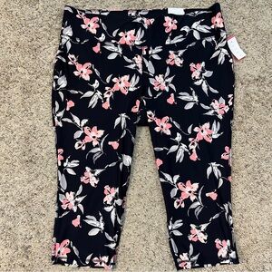 Floral Kids Leggings - Black and Pink